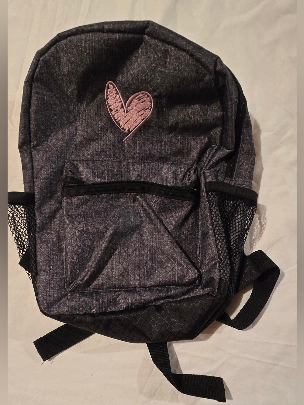 Thirty-one Children's Gray Backpack with Pink Heart Patch